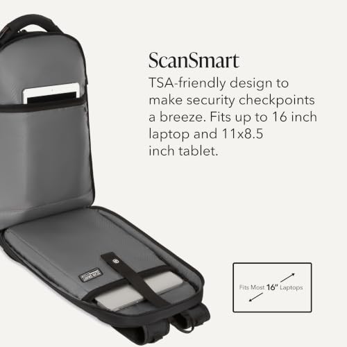 Image of SwissGear Travel Tech Pro Laptop Backpack - Fits Laptops up to 16 inch - ScanSmart TSA-Friendly Backpack with Multiple Organizer Pockets - Black