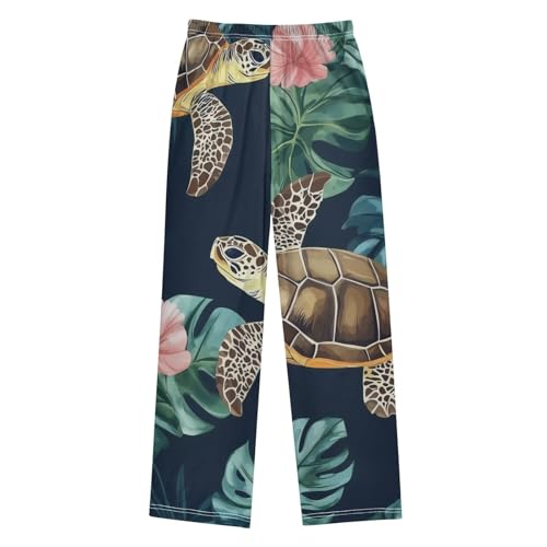 Tropical Turtle Boys Long Pants Soft Trousers Elastic Waist Kids Lounge Bottoms with Pockets S-XL2