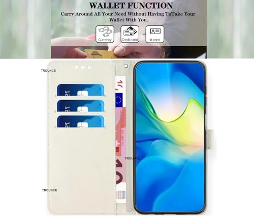 Image of TROUNCE Peacock Print Leather Flip Phone Case Wallet Cover with Card Slot Holder Kickstand for Vivo V20 Multicolor