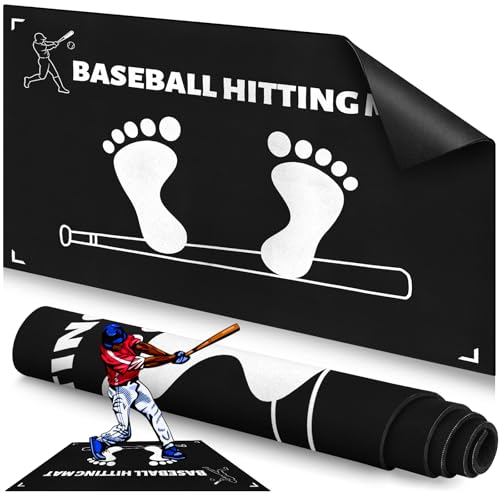 HolyElks Baseball and Softball Batter Stance Training Mat for Hitting Practice (Black B)