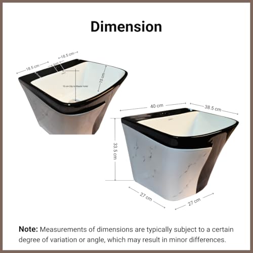 Image of Wall Mounted Wash Basin for Bathroom | Wall Hung Wash Basin /Sink (15.35 x 16.14 x 13 Inch, SFKOP - 214)