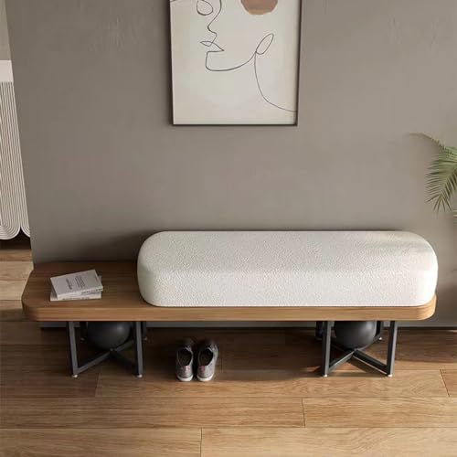 Tabouret à langer en sherpa et banc de rangement coffre de couloir 80cm
