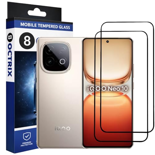 Image of Military-Grade Tempered Glass Screen Protector Compatible for iQOO Neo 10 5G / Neo 10R 5G with Edge to Edge Coverage - Case Friendly, Anti-Scratch & Bubble-Free Installation Kit (Pack Of 2)
