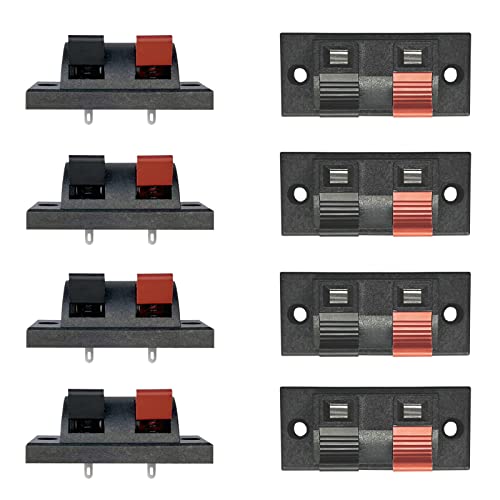 YukiHalu Hohe Stromstärke 8 A Kapazität, 2 Wege Stereo Lautsprecher Terminal Strip Block Federklemmen Fugenklemme Testclip Push Release Connector (8 Stück) Cover
