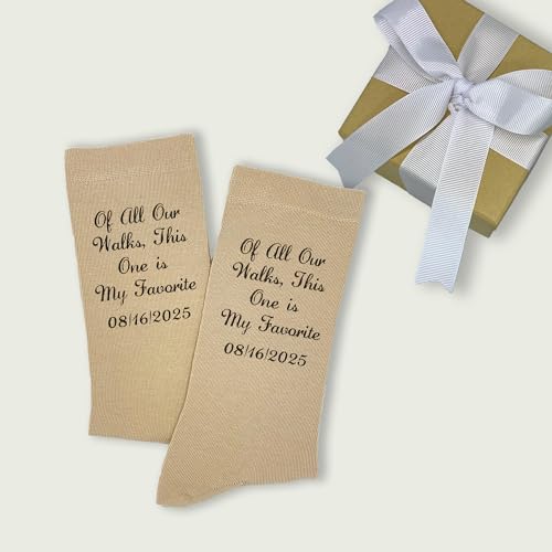 Father of the Bride Socks - Of All Our Walks, This One Is My Favorite. Personalized Dress Socks with Wedding Date3