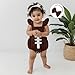 Dewadbow Infant Baby Boys Girls Overalls Sleeveless Football Game Day Embroidery Corduroy Romper Cute Newborn Outfit (Ruffle Coffee, 6-12 Months)