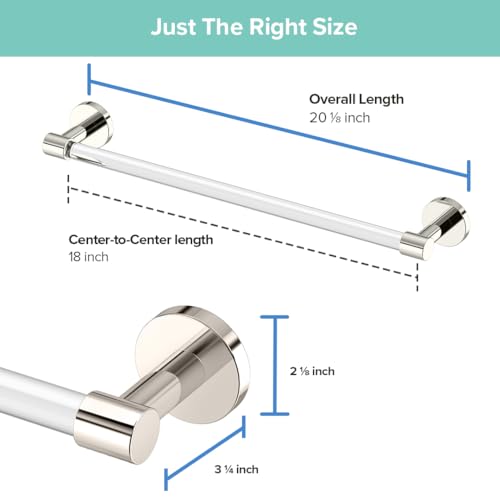 Image of Gatco 5721 Clarion 18 inch Bathroom Towel Bar, Polished Nickel, Wall-Mounted Towel Rack, Crystal-Clear Acrylic Modern Bathroom Accessory