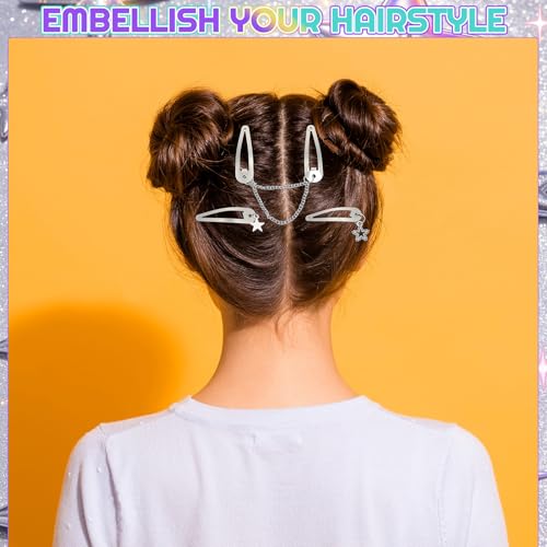 30 Pinzas de Cabello Estrella Plata Y2K Metal miniatura 6