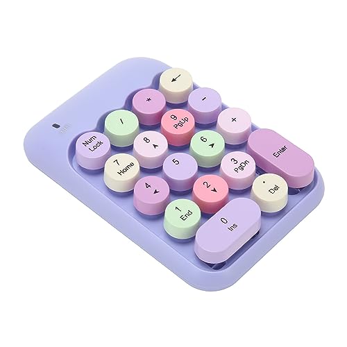 VBESTLIFE Kabelloser Nummernblock, Bunte 18 Tasten, Runde Tastenkappen, Retro-Ziffernblock, 2,4 G Kabellose Externe Tastatur für Computer, Laptop (Lila Thema)