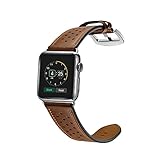 Kartice for Apple Watch Band,Luxury Genuine Leather Watch Band Strap Bracelet Replacement Wrist Band With Adapter Clasp for iWahtch Apple Watch & Sport & Edition--Longer size brown 38mm+golden clasp