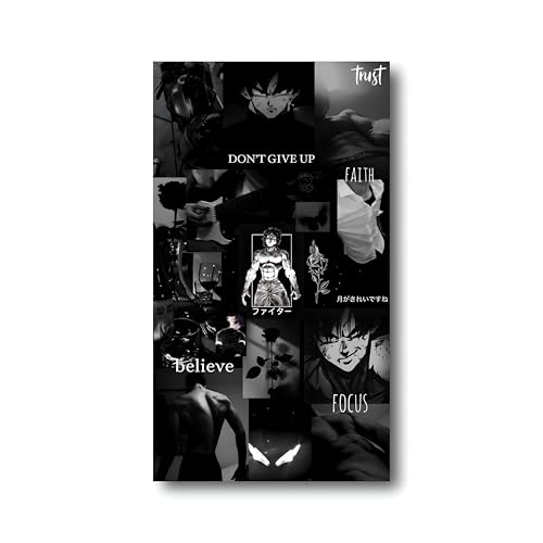 Frame House Motivational Anime Vision Board Poster – 12x18 Inches | Black Aesthetic Wall Collage for Gym & Study Room, Bedroom, Home | Inspirational Art Decor for Boys & Teens