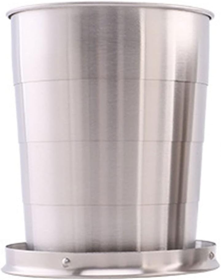 INLIMA Drinking Glasses Stainless Steel Coffee Cup Outdoor Travel Folding Cup Folding Telescopic Hiking Camping Water Cup