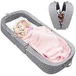 REAWUL Foldable Toddler Travel Bed, Portable Folding Floor Bed with Washable Cover,Soft and Safe Foam Crib,Grey