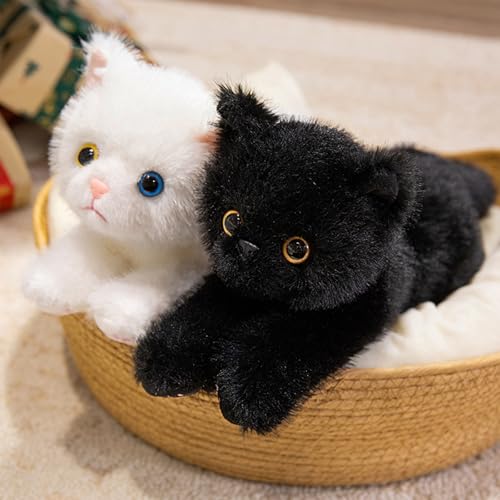 Image of PEACH CAT Cat Stuffed Animal 12 inch Realistic Kitten Plushies Soft Plush Toys Gifts for Kids Black