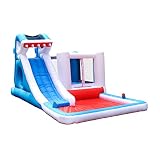 GagalU Niños inflables tiburón Rebote casa Puente Gorila Salto Castillo Hinchable tobogán de Agua con soplador y Piscina