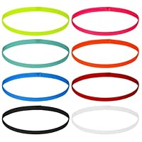 simarro 8 Stück Sport Haarband Dünn für Jungen, Elastische Sport Haarbänder Herren Schweißband Stirnband Antirutsch Stirnbänder für Fußball Yoga Laufen Joggen(8 Farben)