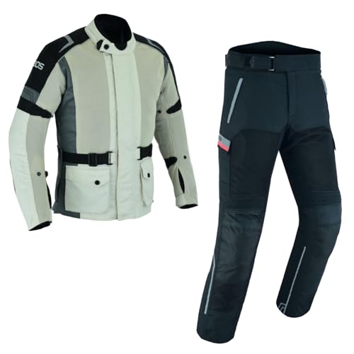 WMW WALI MOTO WEAR - WMW WALI MOTO WEAR Motorradkombi mit Protektoren – Wasserdichte Jacke und Hose für Biker,Biker Textil Motorradanzug Herren – Schutzkleidung 2-Teilig,Motorradkombi Textil 2-Teiler (GRAY, 4XL)