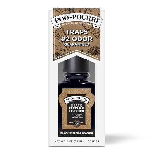 Image of Poo~Pourri Before-You-Go Toilet Spray, Black Pepper Leather, Black Pepper + Leather + Oak Moss scent, 2 Fl Oz (Pack of 3)