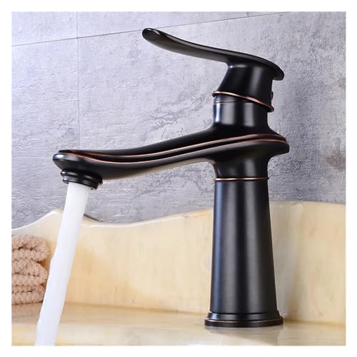 Grifo de lavabo con cascada en latón antiguo para agua fría y caliente 6