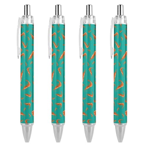 Bolígrafos de 0,5 mm con tinta fluida y divertido diseño de camarón rojo, 4 piezas
