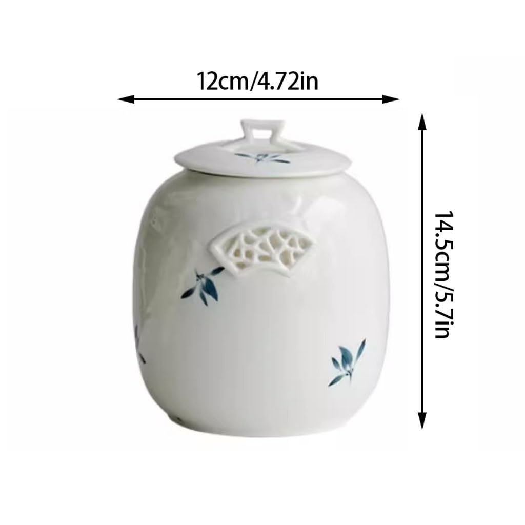 LYGSWDB Zuckerdose, handbemalte Phalaenopsis-Orchideen-Teedose, Keramik-Teelager, Haushalts-Pu'er-Tee-Vorratsdose, versiegeltes Glas, Teedose