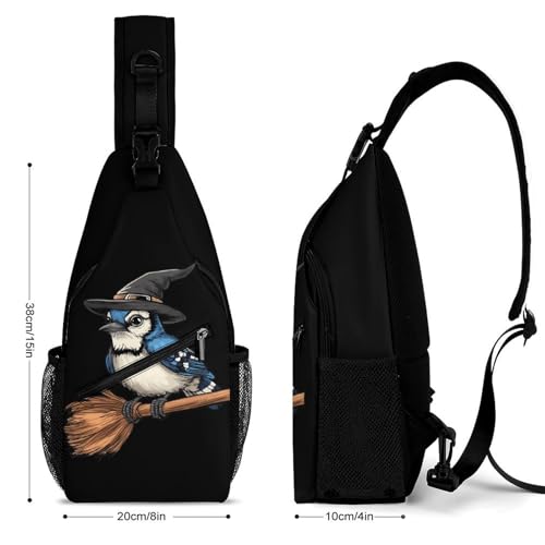 Blue Jay Witch Crossbody Sling Backpack Casual Chest Bag Fanny Pack for Women Men Travel Hiking2
