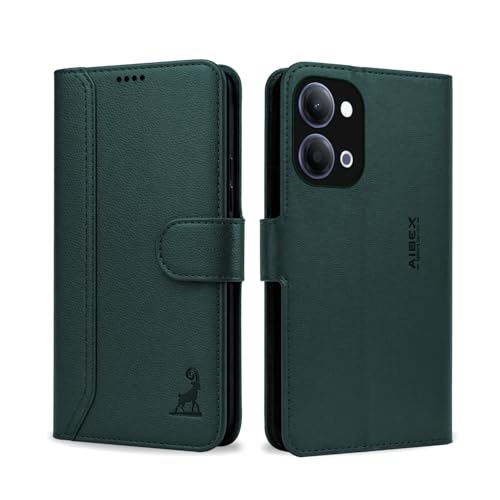Image of AIBEX Compatible for Vivo T5 Lite 5G / Vivo Y21 5G / Vivo Y11 5G Flip Cover Leather Finish | Inside TPU with Card Pockets | Wallet Stand | Complete Protection Flip Case Green