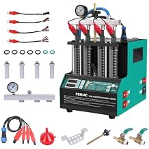 PLAYOCCAR Fuel Injector Cleanr Machine,4 Cylinder Ultrasonic Heating Cleaning Injector Machine,Tester Kit for Gasoline Diesel Car & Motorcycle FEI/FSI Injector