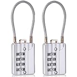 SEPOX Resettable Combination Travel Lock, 11mm 4 Digit Cable Lock for Suitcase, Travel Bag, and Gym Lockers, Filing Cabinets, Toolbox, Case—Silver Pack of 2