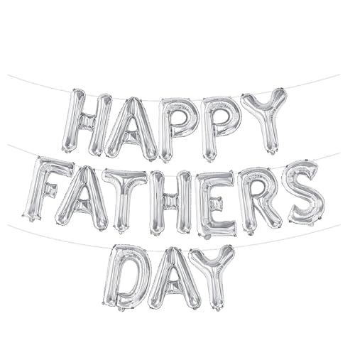 Fathers Day Decorations Balloons Banner Bunting 16Inch Silver Foil Letter Hanging Decorations Waterproof Party Kit for Dads Celebration Fathers Day Decoration Family Events