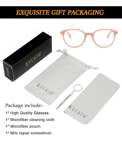 Image of EYLRIM Classic Round Glasses for Women Men Circle Frame Blue Light Glasses Nerd Eyeglasses