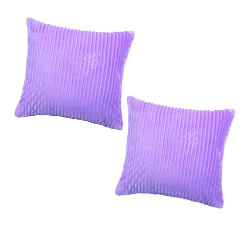 Image of RD TREND Cushion Cover Set of 2, Decorative Sofa Living Room Home Square Cushion Covers 16 Inch x 16 Inch, Aesthetic Corduroy Striped Double Sided (Lavender)