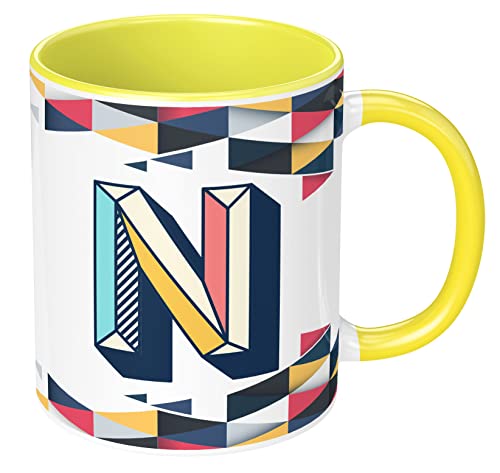 Image of NH10 DESIGNS 3D Colorful Alphabet Letter N Printed Coffee Mug for Girls Boys Friends Love Kids Best Gift for Birthday Anniversary Initial Letter N (Ceramic Tea Coffee Mug-350ml) - ABV3TM2 216