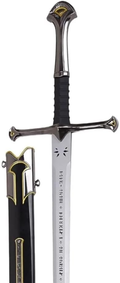 SPAZIOMILITARE Spada Fantasy Ornamentale Anduril Narsil di Aragon | Fodero in Bamboo, Lama Interamente in Legno, Da Il Signore degli Anelli, Con Incisioni