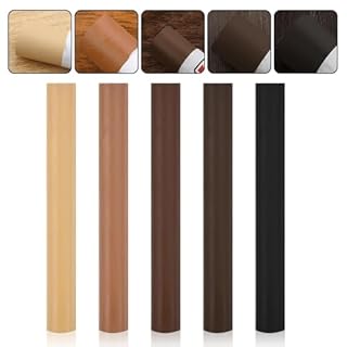 5Pcs Wax Filler Wood Repair Sticks, Light to Dark Brown Oak Wood Scratch Repair Crayons Multi-Surface Wax Repair Sticks for Wood Furniture Laminate Floor Table Door Guitar Scratches Holes Stains