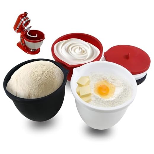 Silicone Liners for KitchenAid 5 Qt Tilt-Head Stand Mixer(Only), Odourless,Thicker, Cold/Heat-Resistant & Non-Stick, Easy Clean, Fits 5 Quart Mixing Bowl, Set of 3 with Lids