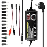 Alimentation Universelle 72W,3V 24V & 3A Max –Tension réglable,Adaptateur Secteur AC/DC 100 240V avec Affichage LED+14 Embouts pour appareils électroniques domestiques,Ordinateurs Portables,routeurs