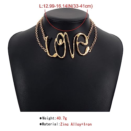 Jovono Love Choker Necklace Gold Collar Necklaces Letter Statement Necklace Chain for Women4