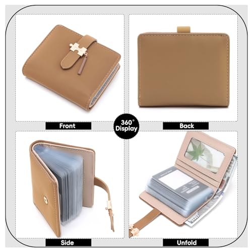 WishLotus Card Holder Wallets for Women, Patent Leather RFID Blocking Wallet, Women's Small Wallet with 20 Card Slots Credit Card Organizer for Dating Shopping (Black)4