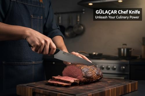 gulacar Chef Knife 8-Inch, Professional High-Carbon German Stainless Steel Kitchen Knife for Slicing, Dicing & Chopping, Ergonomic Handle - Image 4