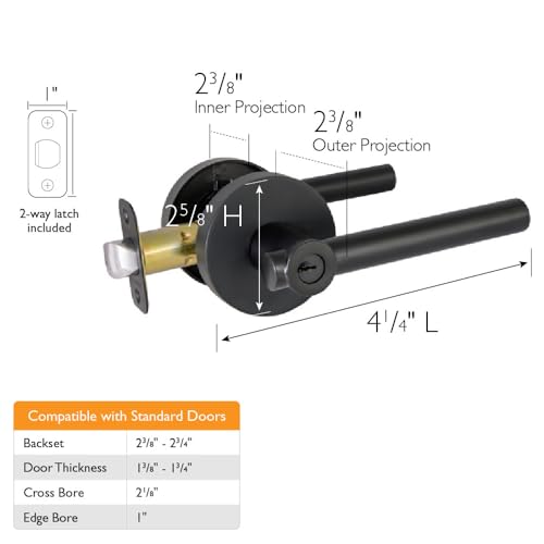 Image of Design House 582619 Eastport Contemporary Entry Door Lever Matte Black