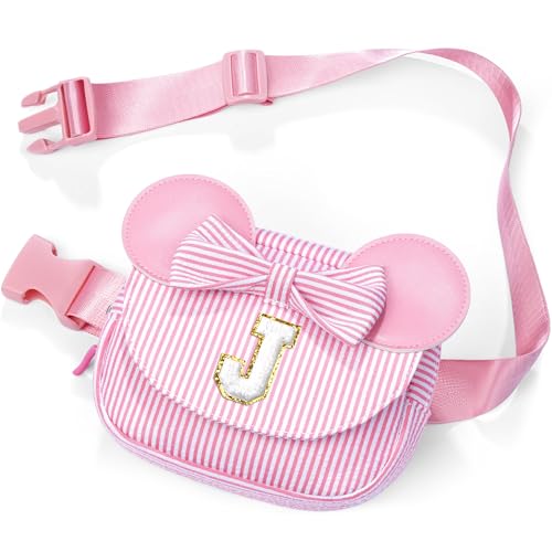 Image of Kids Fanny Packs, Birthday Gifts for 4 5 6 7 8 9 10 11 12 13 14 Year Old Girls Gift, Fanny Pack for Girls Kid Daughter Sister Birthday Gift for Kids Teens Monogram Small Belt Bag (Pink J)