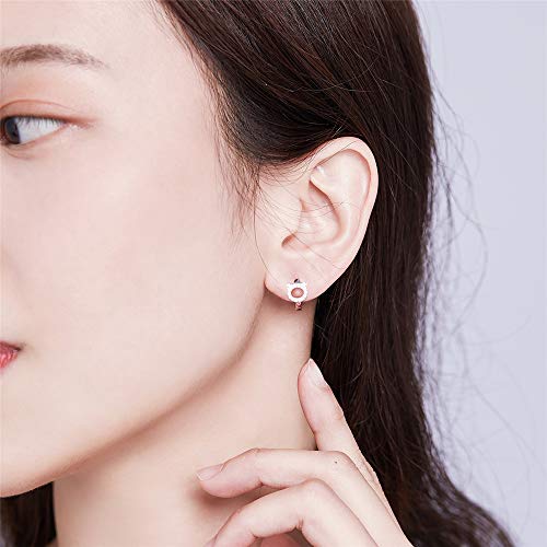Cute Cat Cubic Zirconia Cartilage Small Hoop Earrings for Women Teen Girls 925 Sterling Silver CZ Tiny Hollow Kitty Pet Hinged Huggie Sleeper Hoops Hypoallergenic for Sensitive Ear Dainty Jewelry2