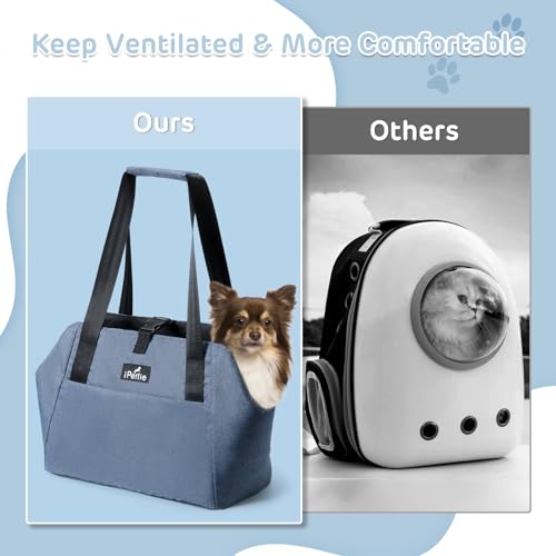 Ipettie IP-OT-C01BL Heated Cat Carrier, Dog Carrier For Small Dogs, Pet Carrier Airline Approved For Travel, Walking, Vet Visits, Soft-Sided Carrier With Removable Heating Pad & Safety Buckle, Denim Blue thumb #6