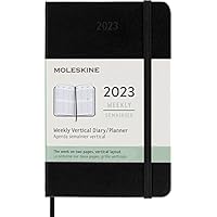 Moleskine Agenda Semanal 2023, Agenda Semanal de 12 Meses con Diseño Vertical, Planificador Semanal Vertical, Tapa Dura, Tamaño de Bolsillo 9 x 14 cm, Color Negro