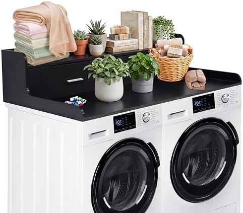Garvee Washer Dryer Countertop with 2 Drawers, 54" x 27.55" Woode...