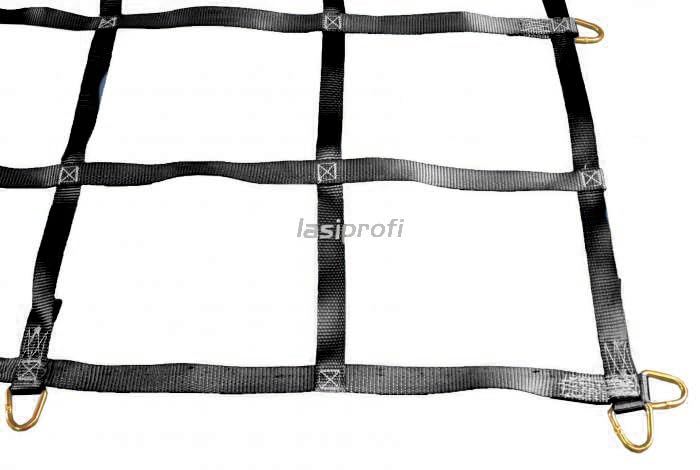 Ladungssicherungsnetz für Kleintransporter | aus 25 mm Gurtband | schwarz | mit D-Ringen (4,00 x 1,60 m)