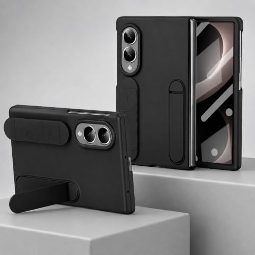 Image of amazon basics 360 Full Protection Case for Samsung Galaxy Z Fold 8 - Built-in Screen Protector, Hinge Guard, Silicon Grip Strap & Kickstand - Matte Black