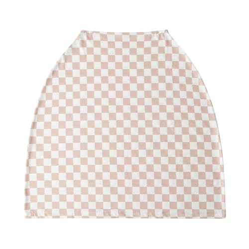 Little Jump Multi-use Baby Carseat Cover, Breathable Nursing Cover, High Stretchy Infant Carseat Canopy, Stroller Cover, Car Seat Covers for Bbies, Boys & Girls (Cream Checkered) - Thumbnail 4