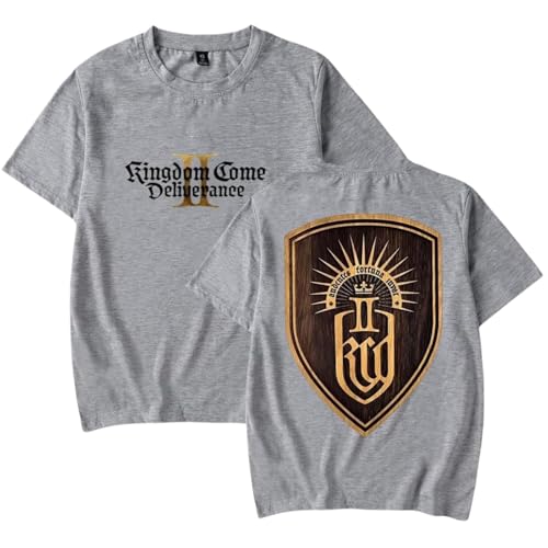Men's Tshirt Kingdom Come Deliverance II Cosplay Game Merch T-Shirt Men/Women Fashion Cotton Short Sleeve Unisex Clothes Funny Tops Oversized Tees Summer-Grey||M
